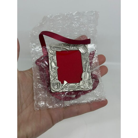 VTG Longaberger 2003 Holiday Ornament 2.75 Music Themed Pewter Frame Musical - Picture 1 of 4